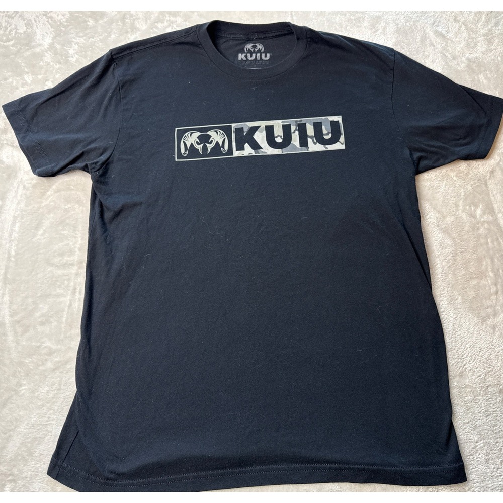 Kuiu Shirt Mens M Spell Out Rams Head Logo Hunting Sportsman Cotton Tee BLK